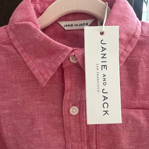 Janie and Jack Boys Linen-Cotton Shirt Red NWT size 12-18 month - Picture 2 of 5